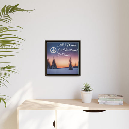 Framed Canvas Wall Art — "All I Want for Christmas Is Peace" Winter Landscape