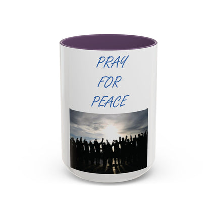 Ceramic Mug – “Pray for Peace” Message – 15oz Accent