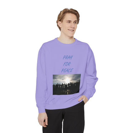 Unisex Pray for Peace Sweatshirt - Garment-Dyed Cozy Wear for Hopeful Souls