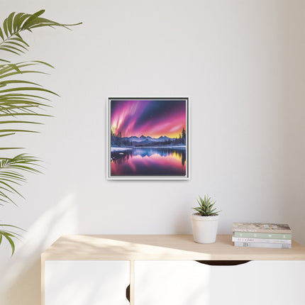 Framed Matte Canvas - Aurora Lake Landscape Wall Art
