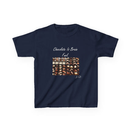 Kids Heavy Cotton™ Tee - "Chocolate Is Brain Fuel" - Fun Gifts for Young Chocolate Lovers