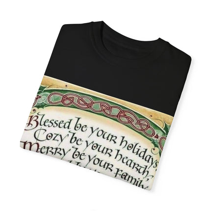 Blessed Be Your Holiday Tee – Celtic-Inspired Unisex Garment-Dyed