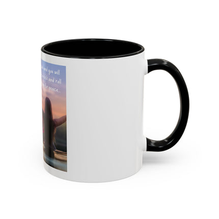 Inspirational Lotus Sunrise Coffee Mug — "knock on the door to my soul"
