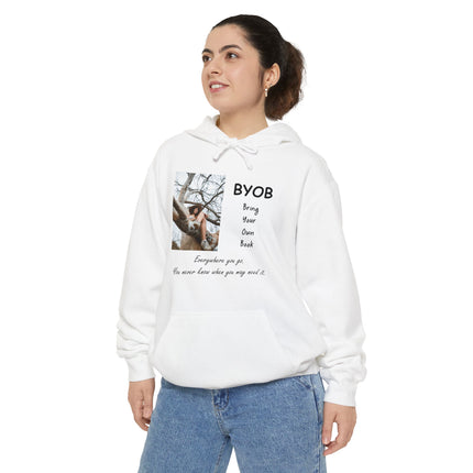 Bring Your Own Book Hoodie — 'B.Y.O.B. Bring Your Own Book. Everywhere you go.' Reader Hoodie