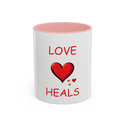 Love Heals Accent Coffee Mug — 11/15oz Heart Healing Gift