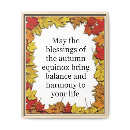 Autumn Equinox Blessing Framed Canvas — Fall Leaves Wall Art