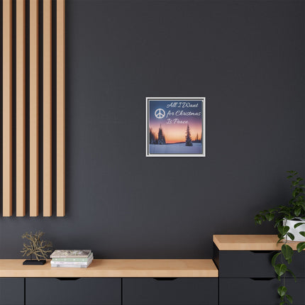 Framed Canvas Wall Art — "All I Want for Christmas Is Peace" Winter Landscape