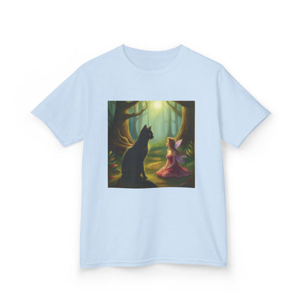 Kids Tee — Fairy Princess and Cat Forest Illustration