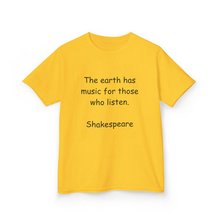 Kids Shakespeare Quote Tee – “The Earth Has Music” T-Shirt