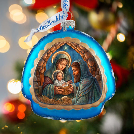 Holy Family Rainbow Glass Ornament by G. Debrekht - Nativity Holiday Decor - 756-017-1