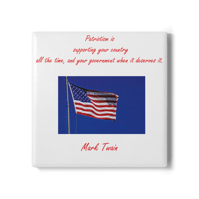 Patriotic Ceramic Coaster – Mark Twain Quote for Home & Gifting