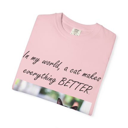 In My World Cat T-Shirt – Unisex Garment-Dyed Tee for Cat Lovers