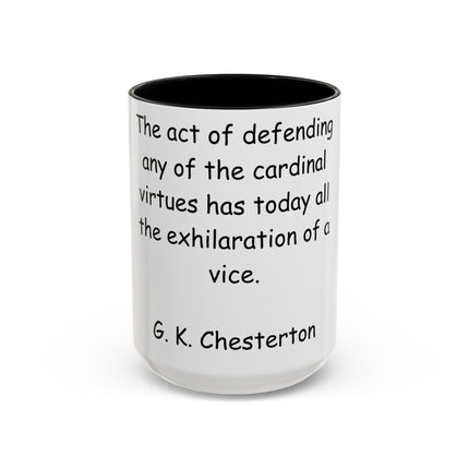 Defend Virtue Mug – 15oz Accent Ceramic | G.K. Chesterton Quote