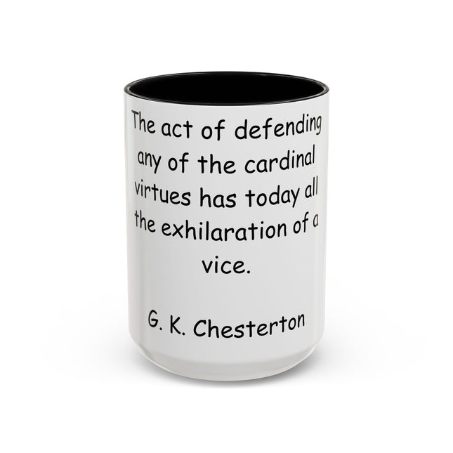 Defend Virtue Mug – 15oz Accent Ceramic | G.K. Chesterton Quote