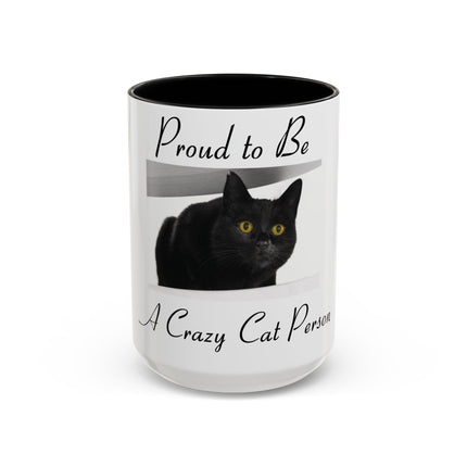 Proud Cat Person Accent Mug – 15oz Ceramic Gift for Cat Lovers