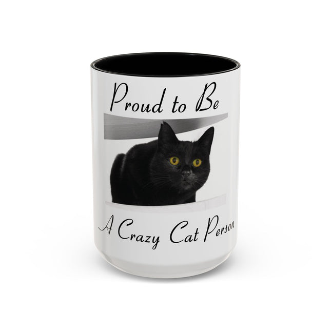 Proud Cat Person Accent Mug – 15oz Ceramic Gift for Cat Lovers