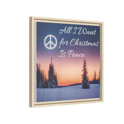 Framed Canvas Wall Art — "All I Want for Christmas Is Peace" Winter Landscape