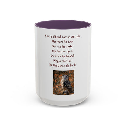 Owl Poem Accent Coffee Mug – Rustic Wildlife Quote Mug (11/15oz)