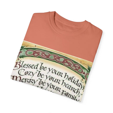 Blessed Be Your Holiday Tee – Celtic-Inspired Unisex Garment-Dyed