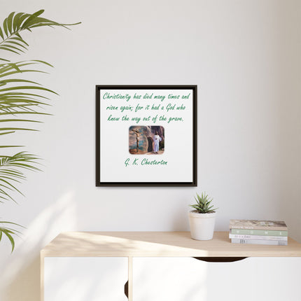 Framed Canvas Wall Art — G.K. Chesterton Easter Quote with Resurrection Image
