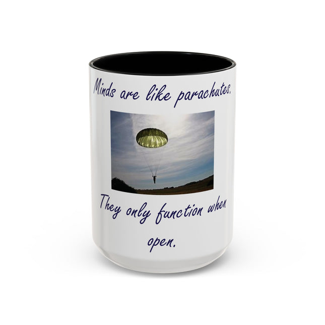 Parachute Quote Accent Mug – 15oz Ceramic Cup for Open Minds