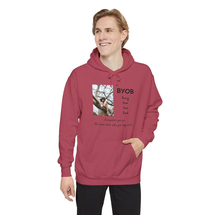 Bring Your Own Book Hoodie — 'B.Y.O.B. Bring Your Own Book. Everywhere you go.' Reader Hoodie