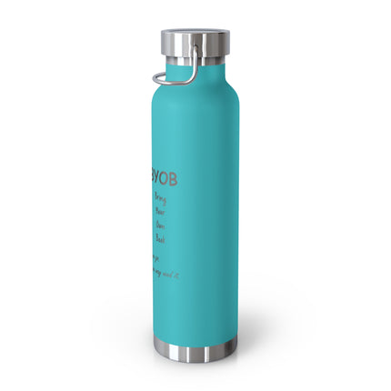 BYOB Copper Vacuum Insulated Water Bottle - 22oz - Bring Your Own Book Design