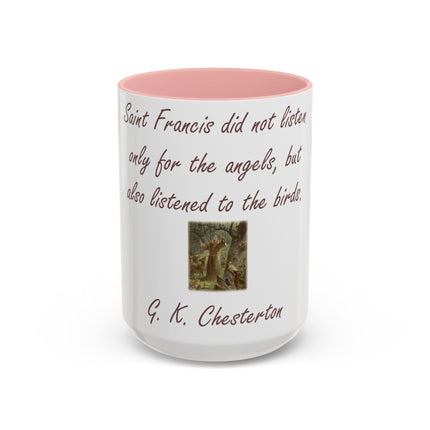 15oz Accent Ceramic Mug – Tribute to Saint Francis – Nature Lover Gift