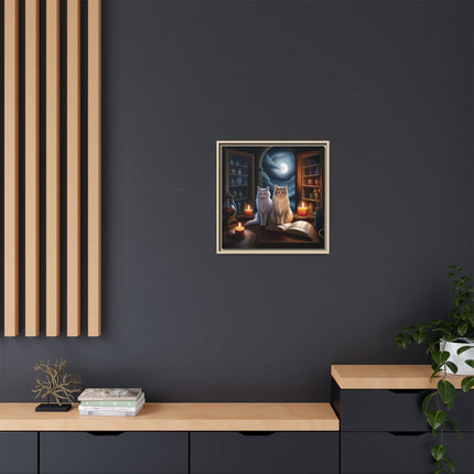 Mystic Moonlit Cats Framed Canvas — Witchy Home Décor Art