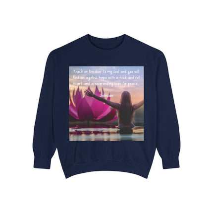 Inspirational Yoga Sweatshirt - 'Knock on the Door to My Soul'
