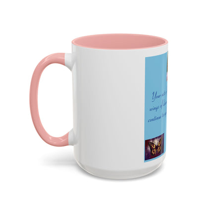 Butterfly Kindness Accent Coffee Mug — Rumi Inspirational Quote (11/15 oz)