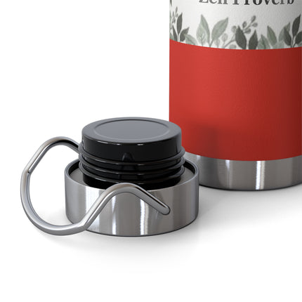 Zen Proverb 22oz Vacuum Water Bottle — Insulated Copper-Style Bottle with Leaf Border
