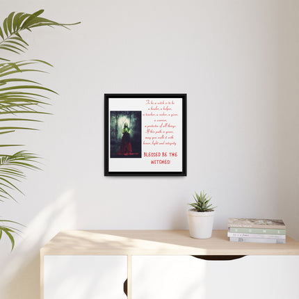 Blessed Be the Witches Framed Canvas Art — Witchy Inspirational Quote Wall Decor