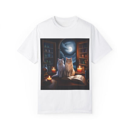Magical Cats T-Shirt – Cozy Night Reading – Unisex Garment-Dyed