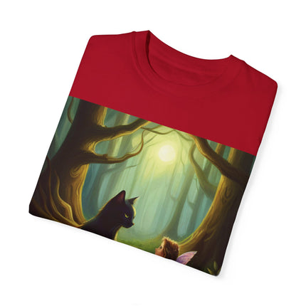 Whimsical Fairy & Cat Tee – Nature-Inspired Unisex Graphic Shirt