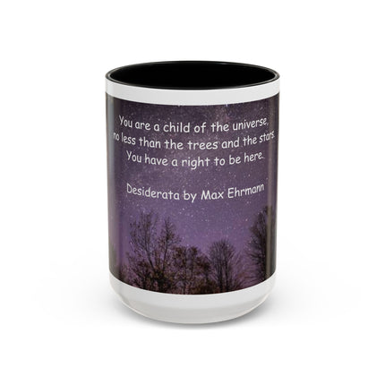 Inspirational Starry Night Coffee Mug — "You are a child of the universe" Quote