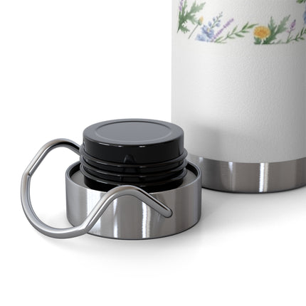 22oz Insulated Bottle — Oscar Wilde Floral Quote "A flower blossoms for its own joy"