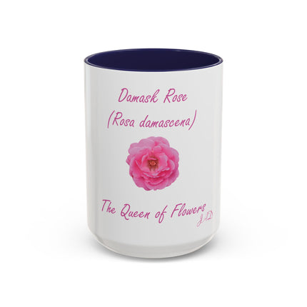 Damask Rose Coffee Mug — "The Queen of Flowers" Botanical Tea Cup