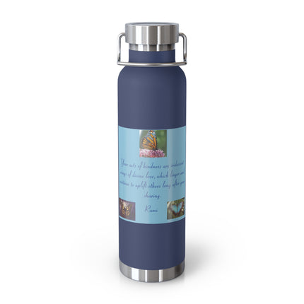 Inspirational Copper Vacuum Insulated Bottle - 22oz Rumi Quote