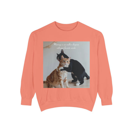 Cute Cat Sweatshirt – Unisex Garment-Dyed Gift for Couples