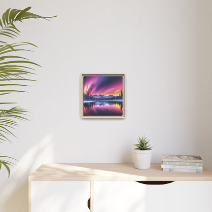 Framed Matte Canvas - Aurora Lake Landscape Wall Art