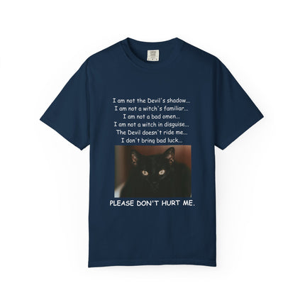 Unisex Cat-Themed T-Shirt – "Please Don't Hurt Me" Design