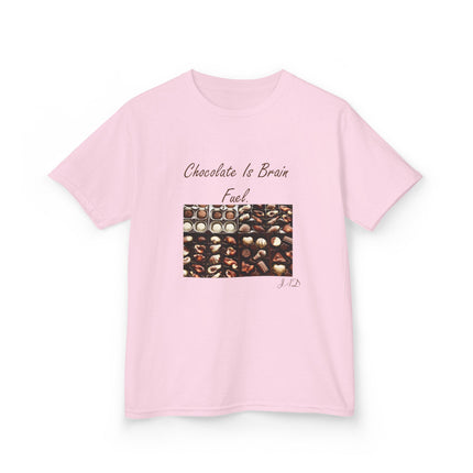 Kids Heavy Cotton™ Tee - "Chocolate Is Brain Fuel" - Fun Gifts for Young Chocolate Lovers