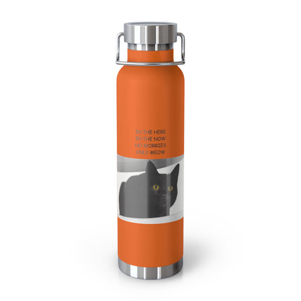 Mindful Meow 22oz Insulated Bottle — "In the Here, In the Now, No worries, Only Meow"