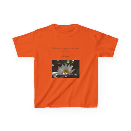 Inspirational Kids Tee – “A Flower Just Blooms” Nature Graphic Shirt