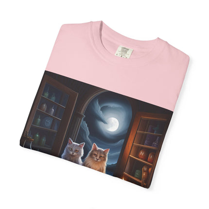 Magical Cats Unisex T-Shirt - Cozy Night Reading Design