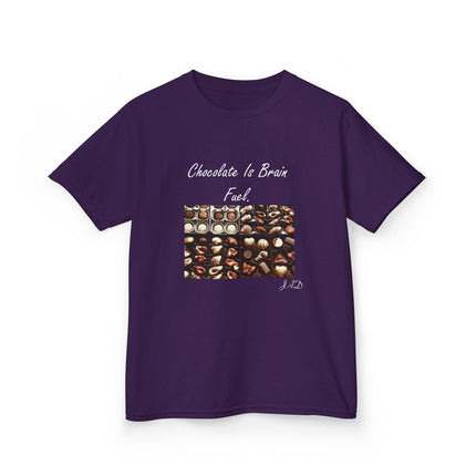 Kids Heavy Cotton™ Tee - "Chocolate Is Brain Fuel" - Fun Gifts for Young Chocolate Lovers