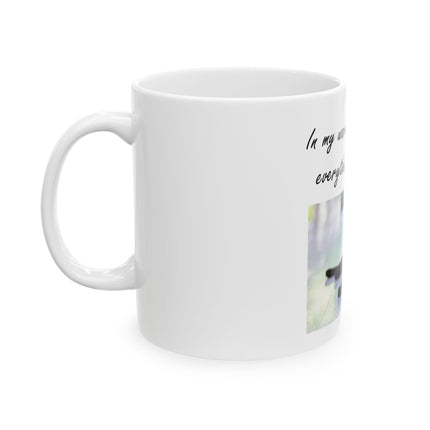 Cat Makes Everything Better Ceramic Mug — Black Cat Photo Coffee Cup (11oz & 15oz)