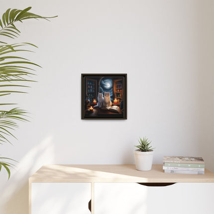 Mystic Moonlit Cats Framed Canvas — Witchy Home Décor Art