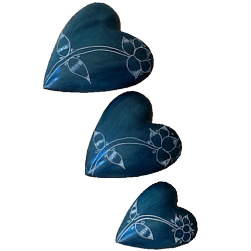 Green Soapstone Heart w/ Etched Flower-1